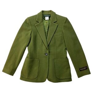 Vintage Harvé Benard Holtzman Blazer Coat Wool Cashmere 6 Petite 6P Green